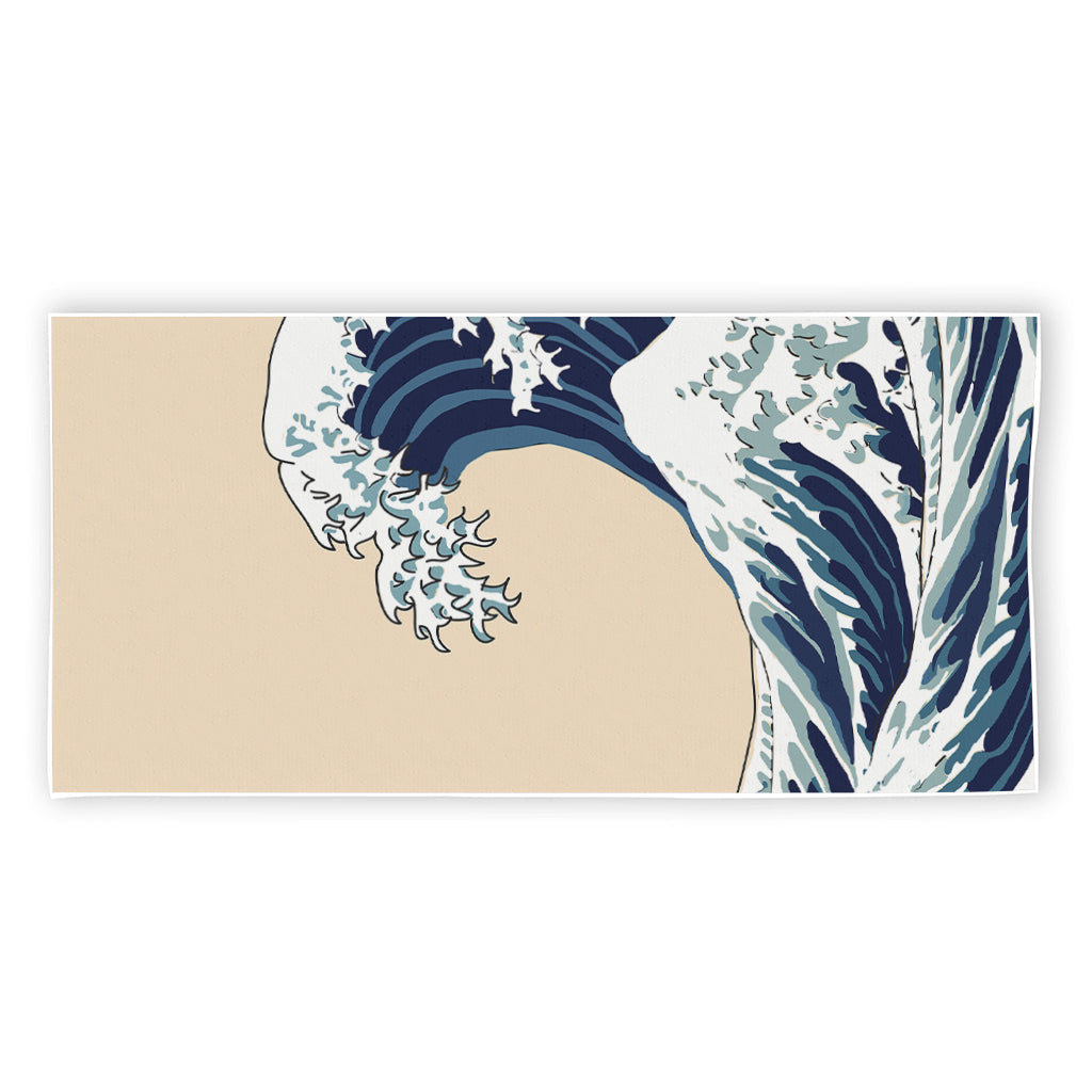 Japanese Ocean Wave Print Beach Towel