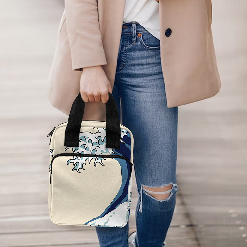Japanese Ocean Wave Print Bible Tote Bag