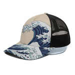 Japanese Ocean Wave Print Black Mesh Trucker Cap