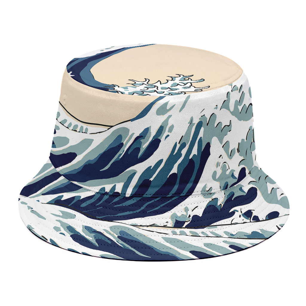 Japanese Ocean Wave Print Bucket Hat