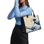 Japanese Ocean Wave Print Canvas Tote Bag