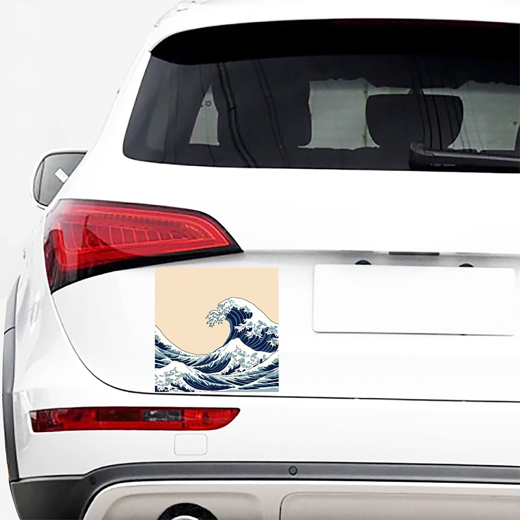 Japanese Ocean Wave Print Car Sticker