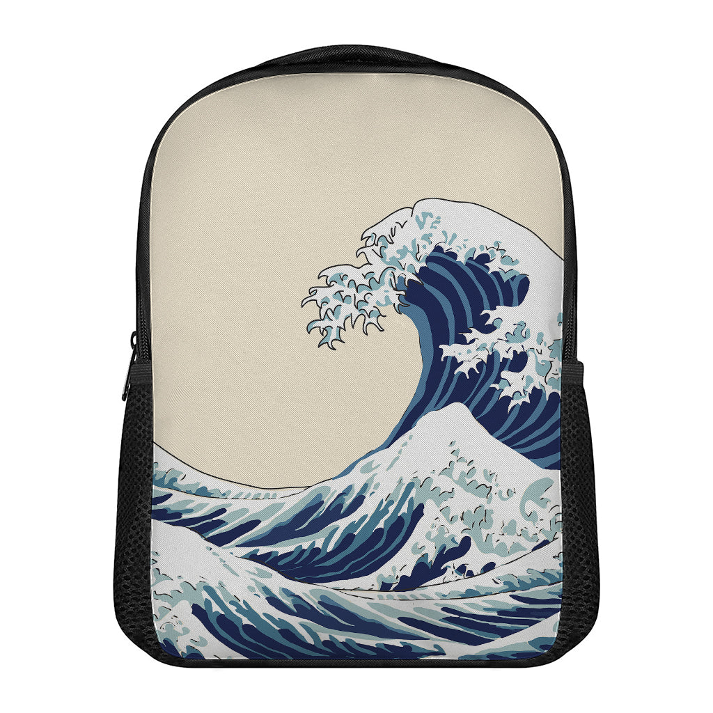 Japanese Ocean Wave Print Casual Backpack