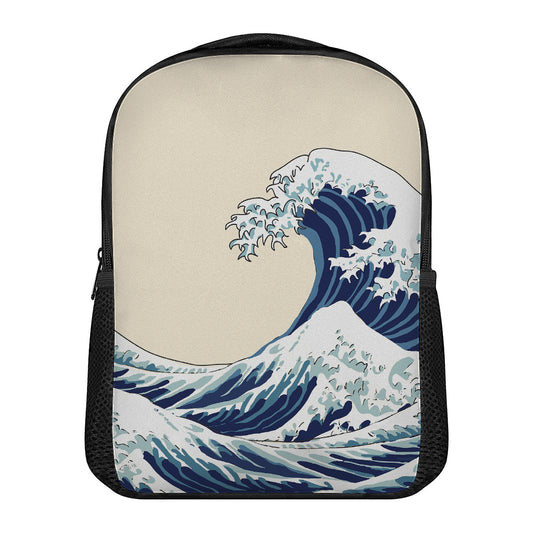 Japanese Ocean Wave Print Casual Backpack