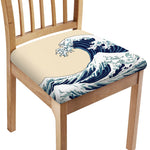 Japanese Ocean Wave Print Chair Cushion Cover