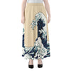 Japanese Ocean Wave Print Chiffon Maxi Skirt