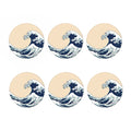 Japanese Ocean Wave Print Coaster Set