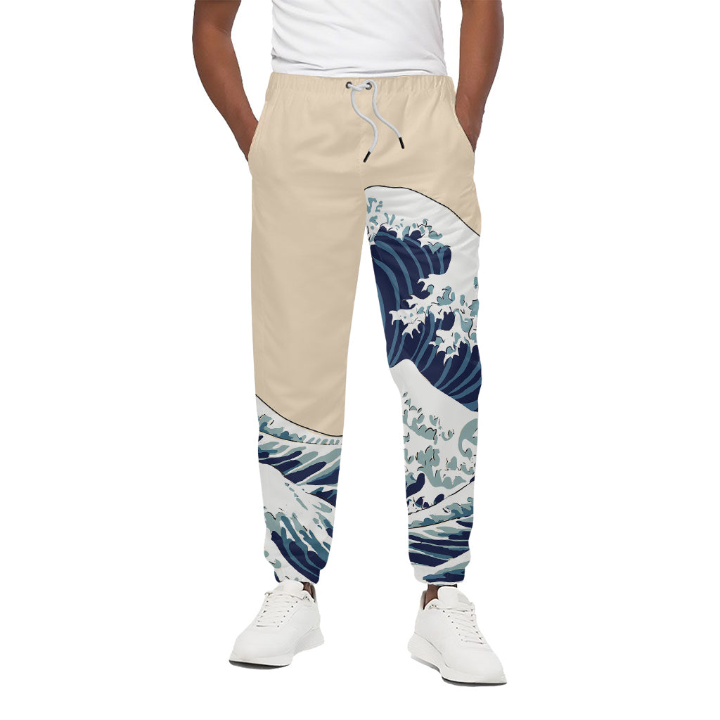 Japanese Ocean Wave Print Cotton Pants