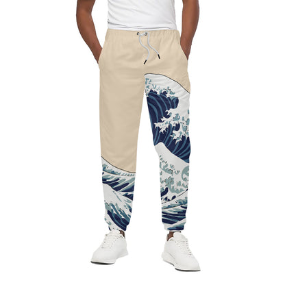 Japanese Ocean Wave Print Cotton Pants