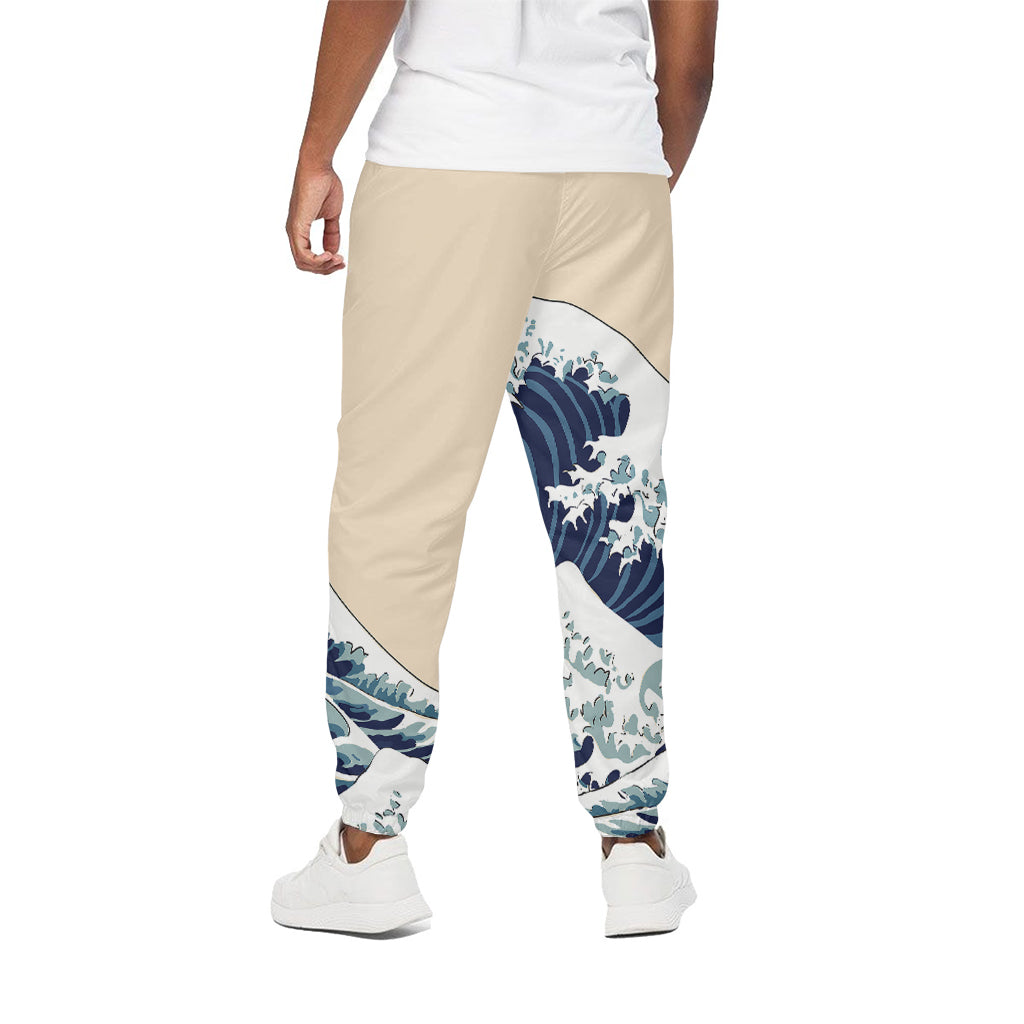 Japanese Ocean Wave Print Cotton Pants