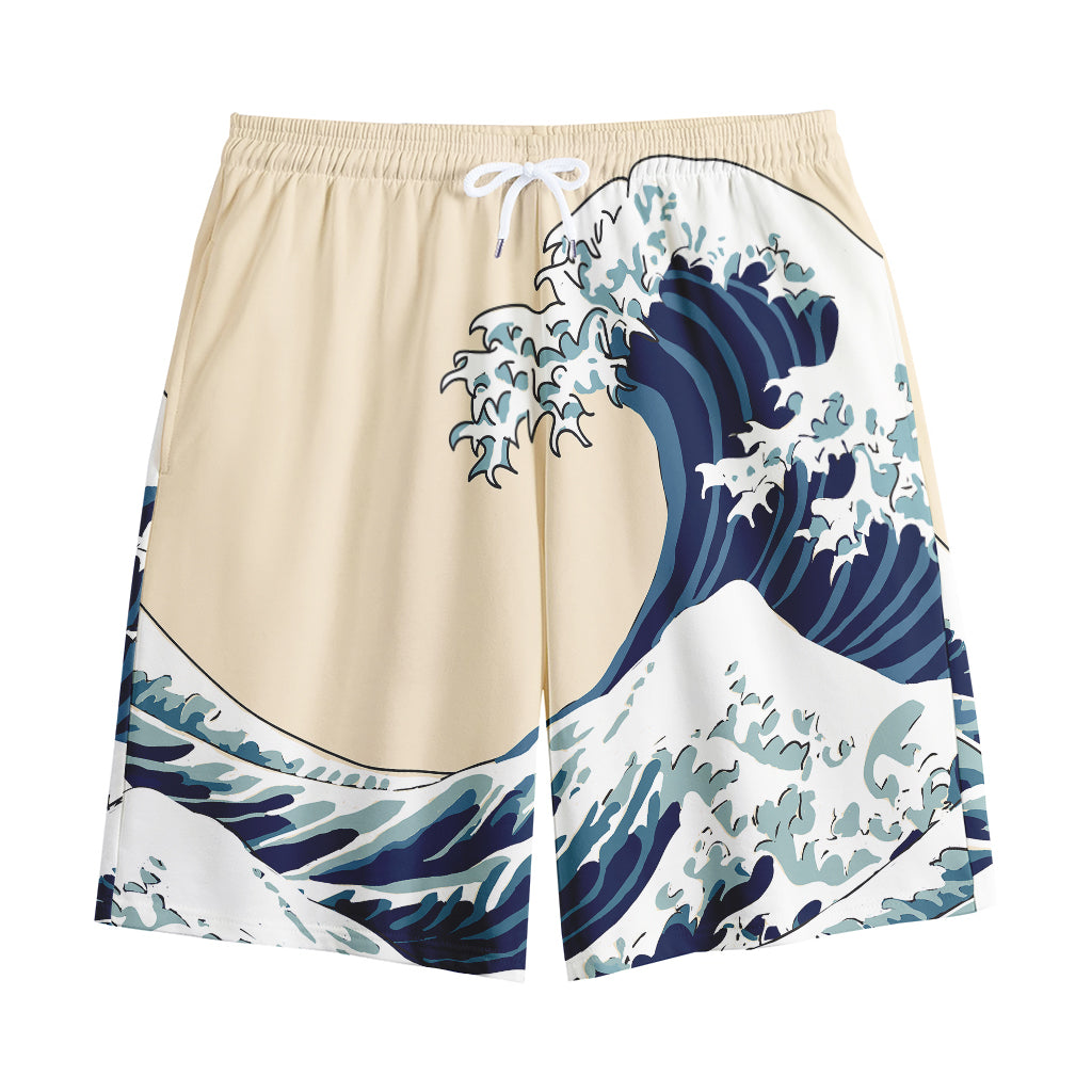 Japanese Ocean Wave Print Cotton Shorts