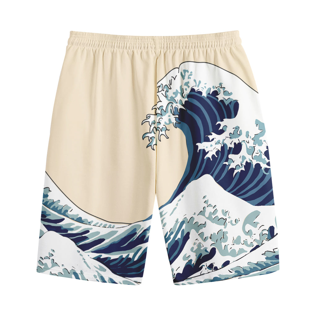 Japanese Ocean Wave Print Cotton Shorts