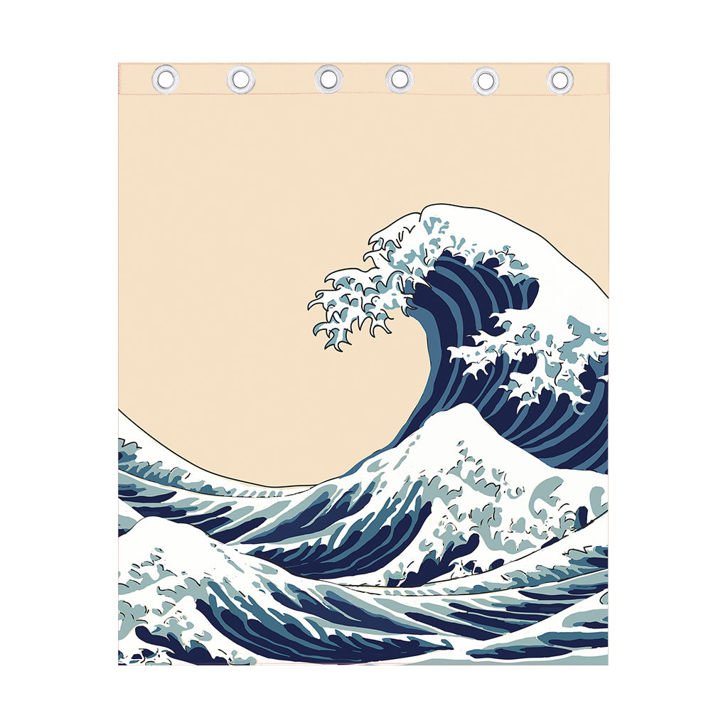 Japanese Ocean Wave Print Curtain