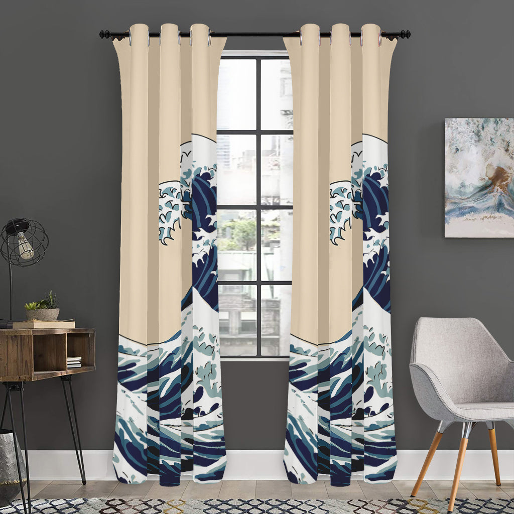 Japanese Ocean Wave Print Curtain