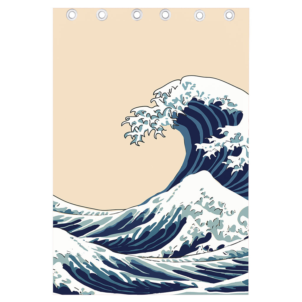 Japanese Ocean Wave Print Curtain