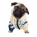 Japanese Ocean Wave Print Dog Zip Up Hoodie