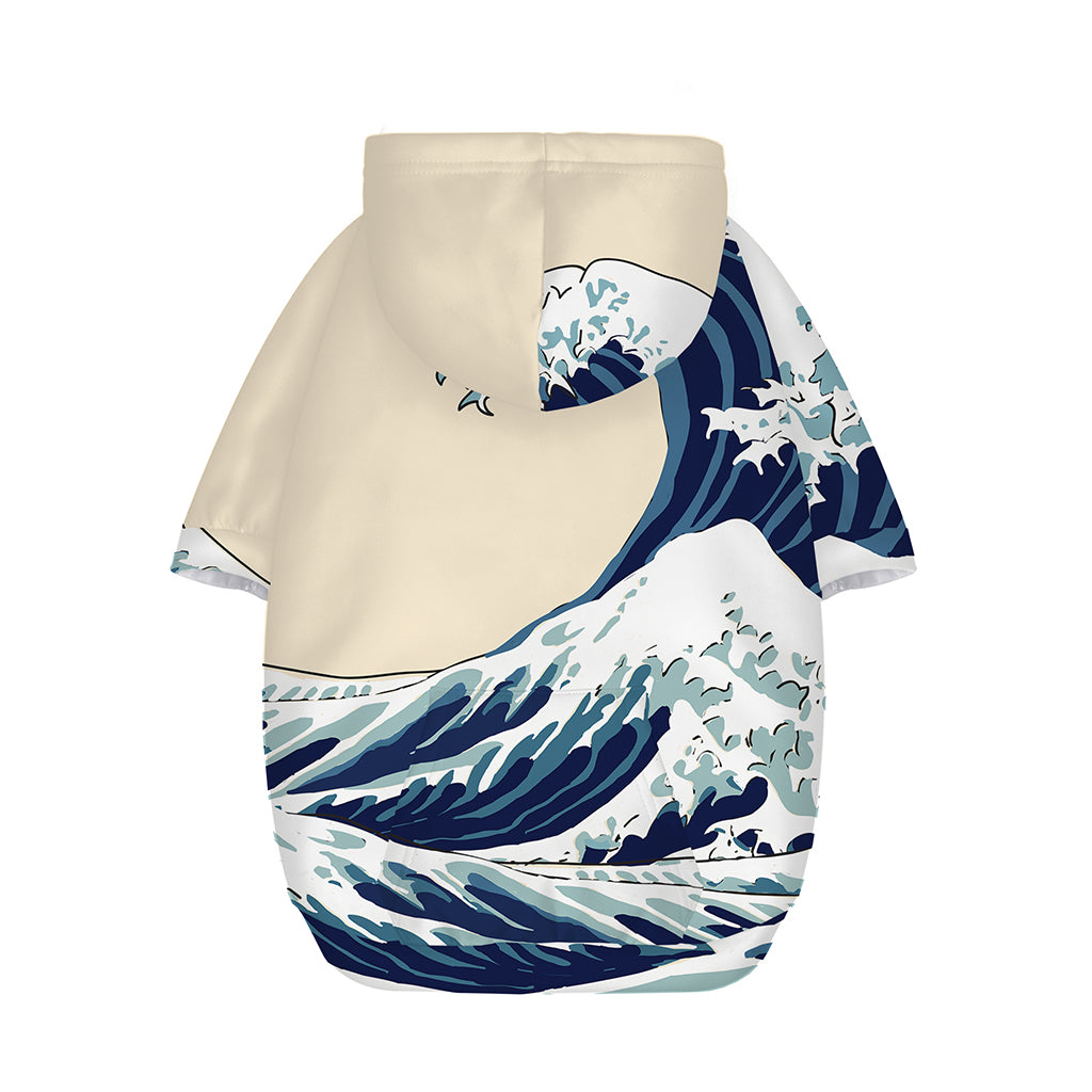 Japanese Ocean Wave Print Dog Zip Up Hoodie