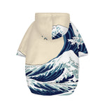 Japanese Ocean Wave Print Dog Zip Up Hoodie