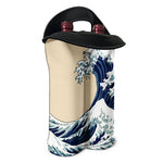 Japanese Ocean Wave Print Double Neoprene Wine Tote