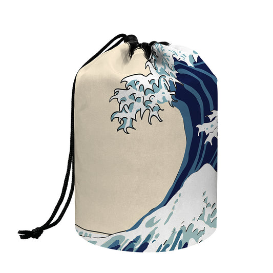 Japanese Ocean Wave Print Drawstring Makeup Bag