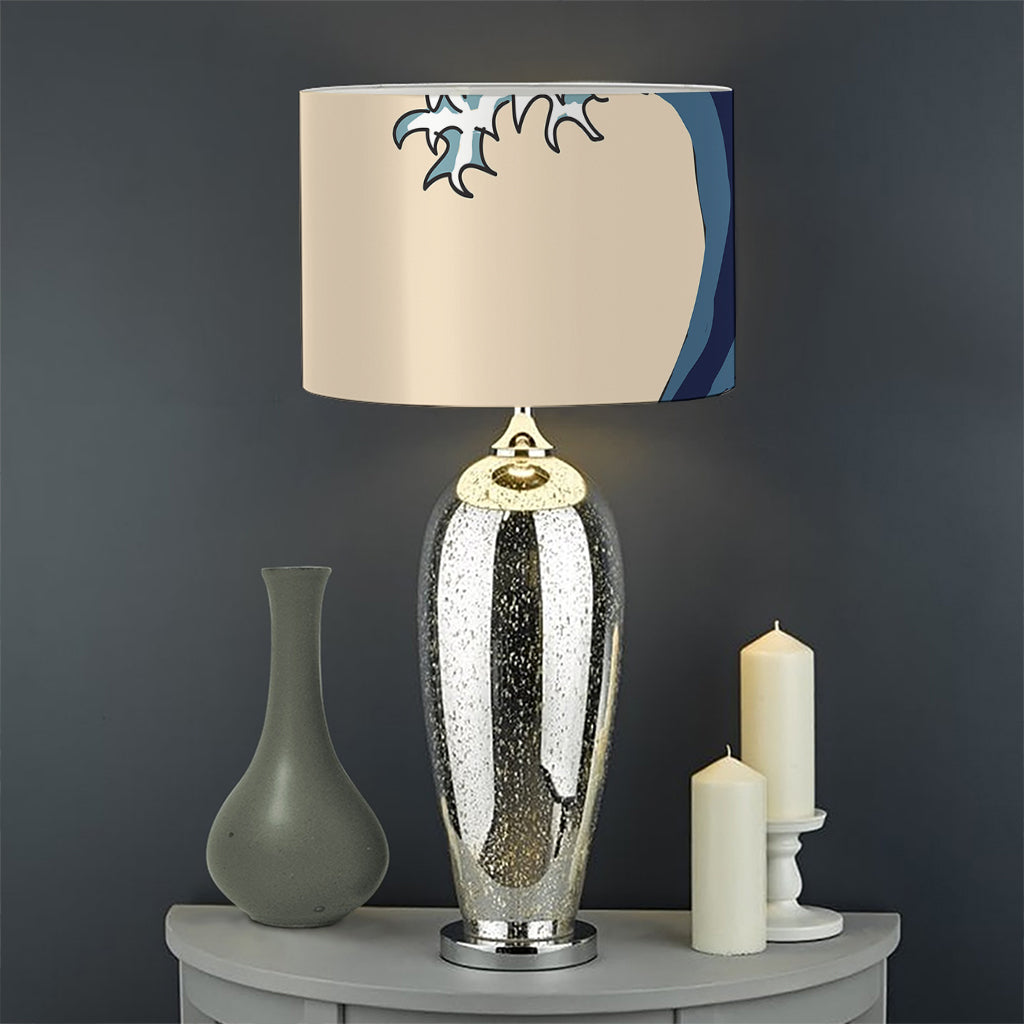 Japanese Ocean Wave Print Drum Lamp Shade