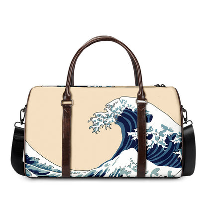 Japanese Ocean Wave Print Duffle Bag