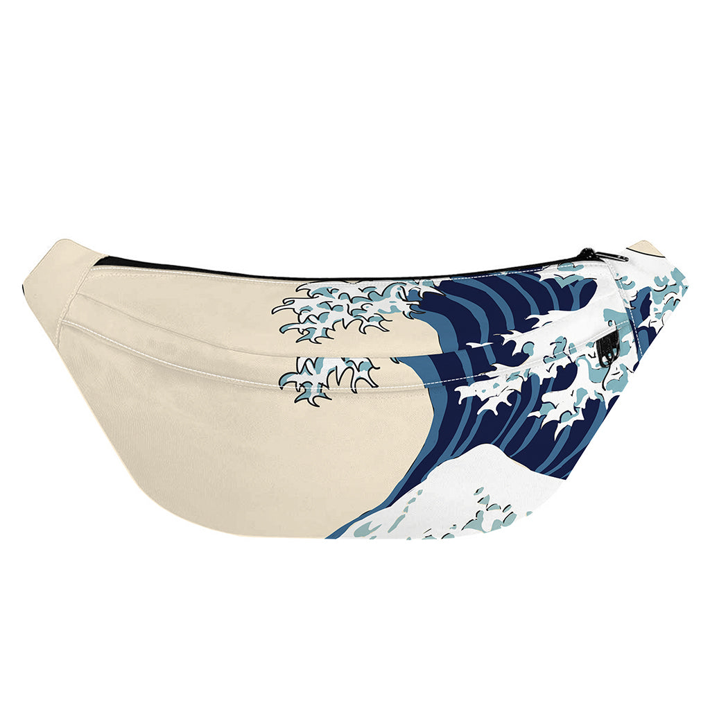 Japanese Ocean Wave Print Fanny Pack