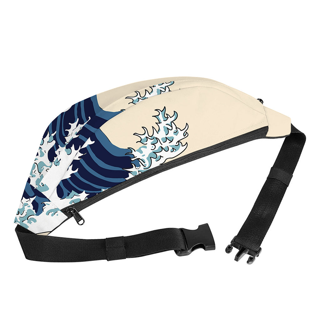 Japanese Ocean Wave Print Fanny Pack