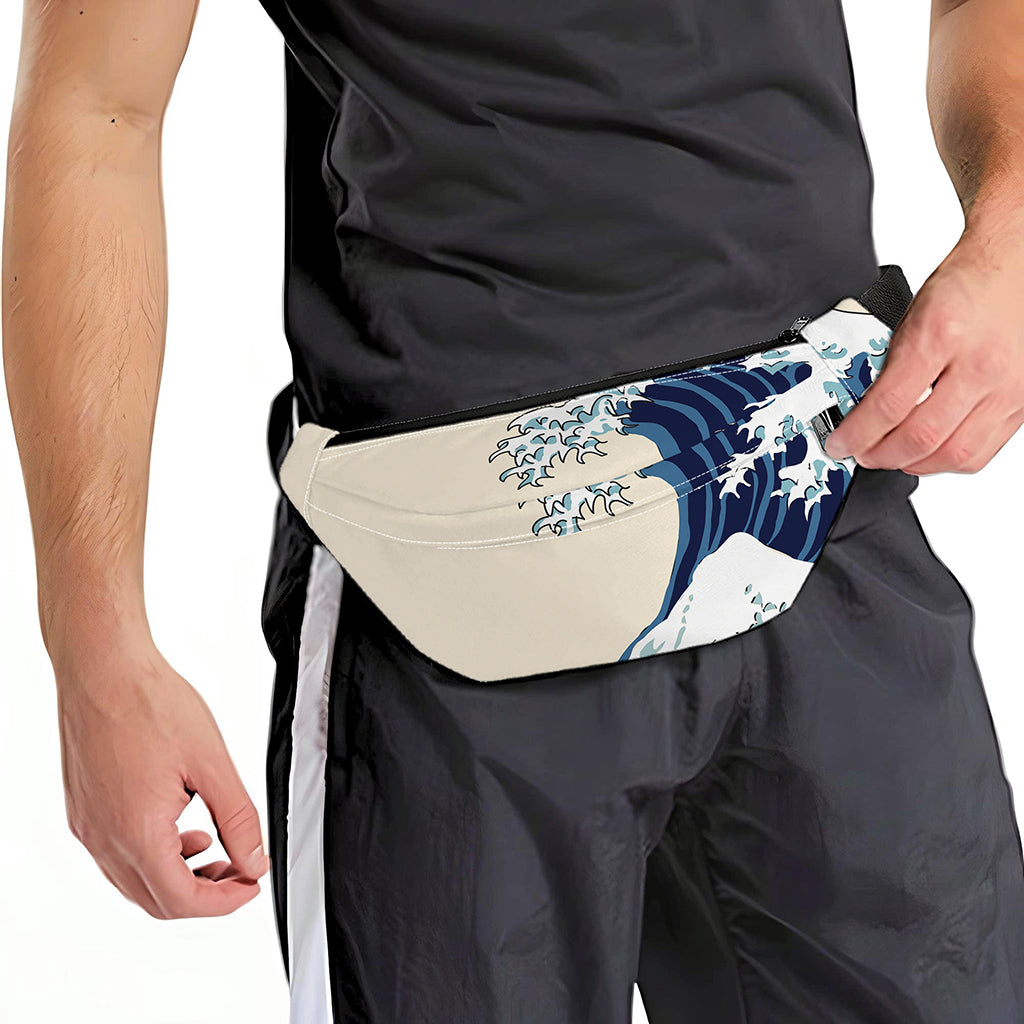 Japanese Ocean Wave Print Fanny Pack