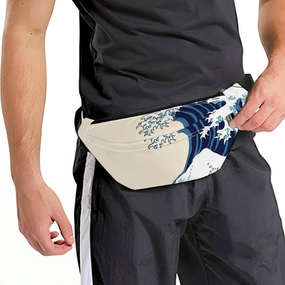 Japanese Ocean Wave Print Fanny Pack