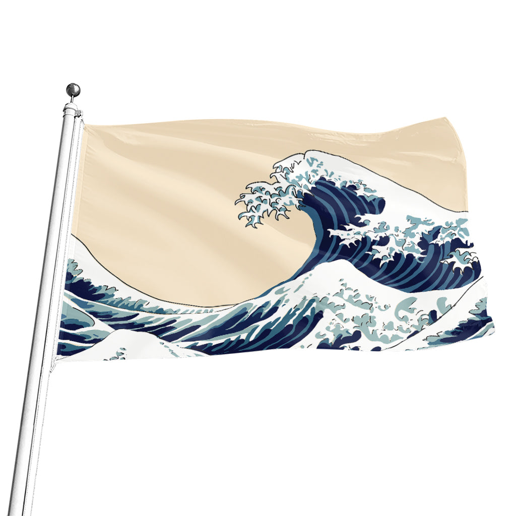Japanese Ocean Wave Print Flag