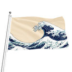 Japanese Ocean Wave Print Flag