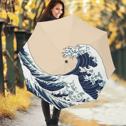 Japanese Ocean Wave Print Foldable Umbrella