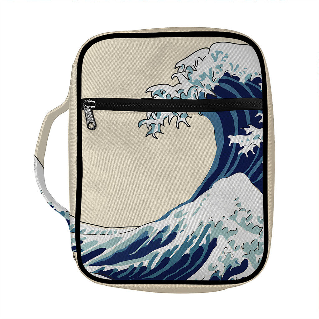 Japanese Ocean Wave Print Front Pocket Bible Bag