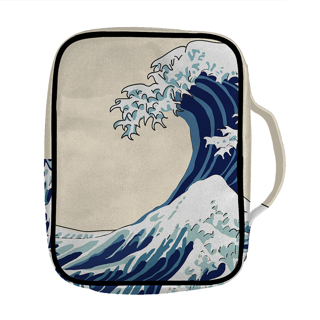Japanese Ocean Wave Print Front Pocket Bible Bag