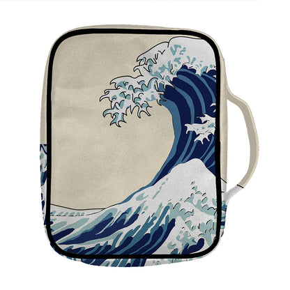 Japanese Ocean Wave Print Front Pocket Bible Bag