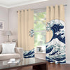 Japanese Ocean Wave Print Grommet Curtains