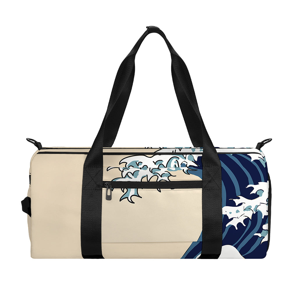 Japanese Ocean Wave Print Gym Bag