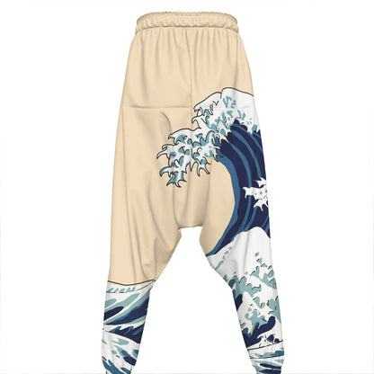 Japanese Ocean Wave Print Hammer Pants