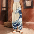 Japanese Ocean Wave Print Harem Pants