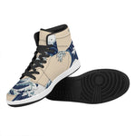 Japanese Ocean Wave Print High Top Leather Sneakers