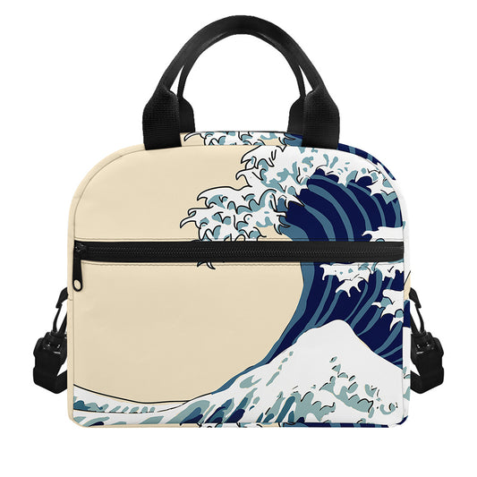 Japanese Ocean Wave Print Insulated Lunch Bag