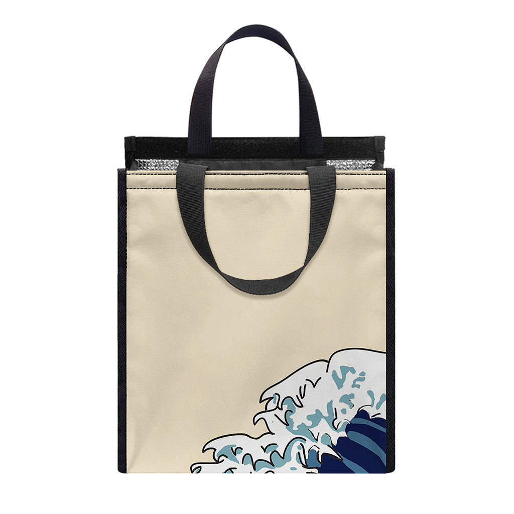 Japanese Ocean Wave Print Insulated Lunch Tote