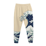 Japanese Ocean Wave Print Jogger Pants