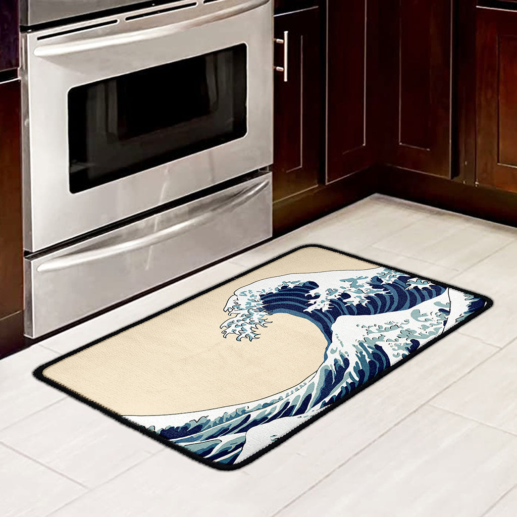 Japanese Ocean Wave Print Kitchen Mat