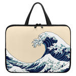 Japanese Ocean Wave Print Laptop Sleeve With Handle
