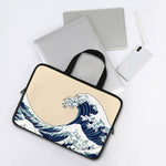 Japanese Ocean Wave Print Laptop Sleeve With Handle