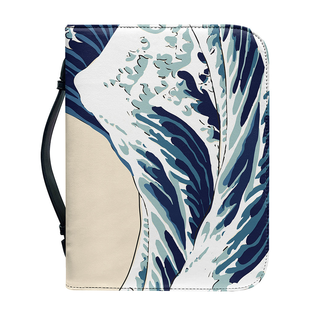 Japanese Ocean Wave Print Leather Bible Cover