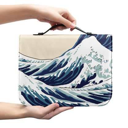 Japanese Ocean Wave Print Leather Bible Cover