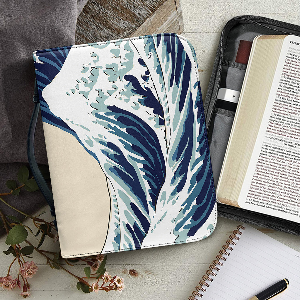 Japanese Ocean Wave Print Leather Bible Cover